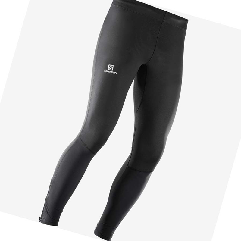 Salomon AGILE LONG Byxor Herr Svarta Gula | RDTKJLC-92