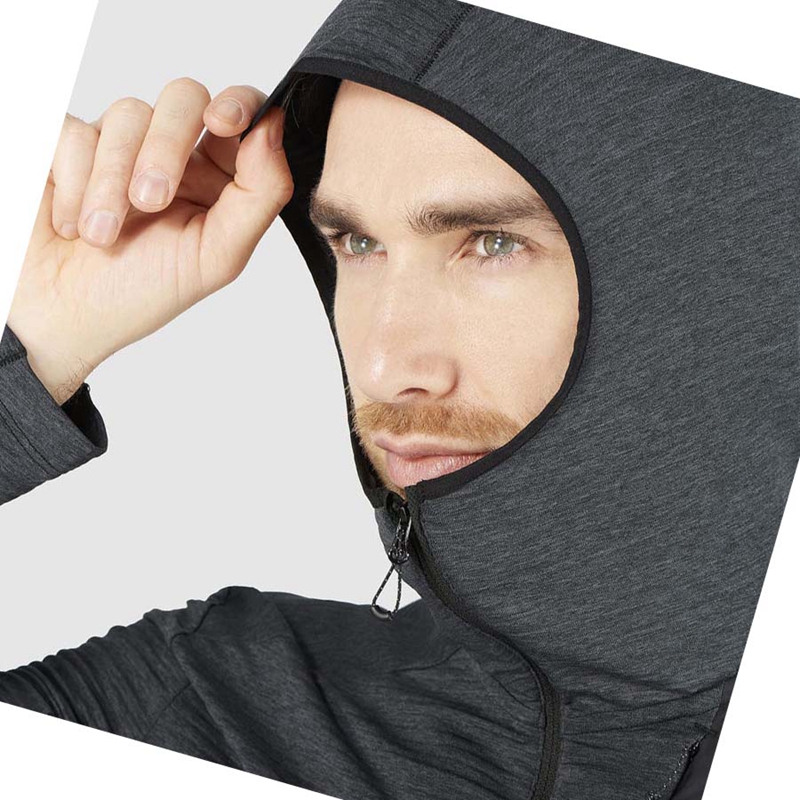 Salomon ESSENTIAL LIGHTWARM HOODED Hoodie Herr Svarta | XJEHNFC-03