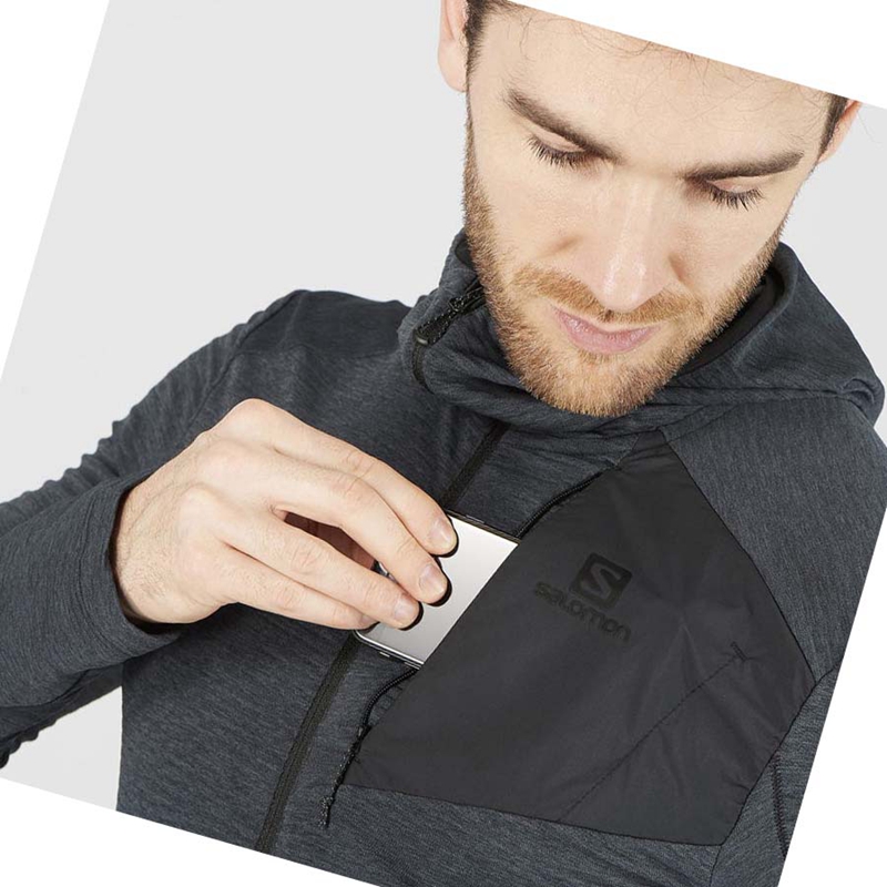 Salomon ESSENTIAL LIGHTWARM HOODED Hoodie Herr Svarta | XJEHNFC-03