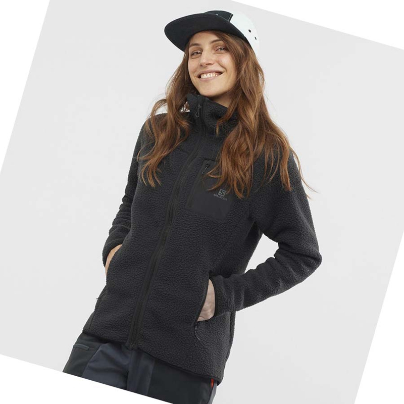 Salomon OUTLINE WARM TEDDY Hoodie Dam Svarta | WQZLXCA-30