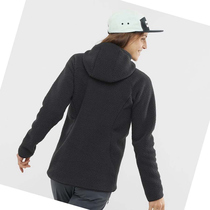 Salomon OUTLINE WARM TEDDY Hoodie Dam Svarta | WQZLXCA-30