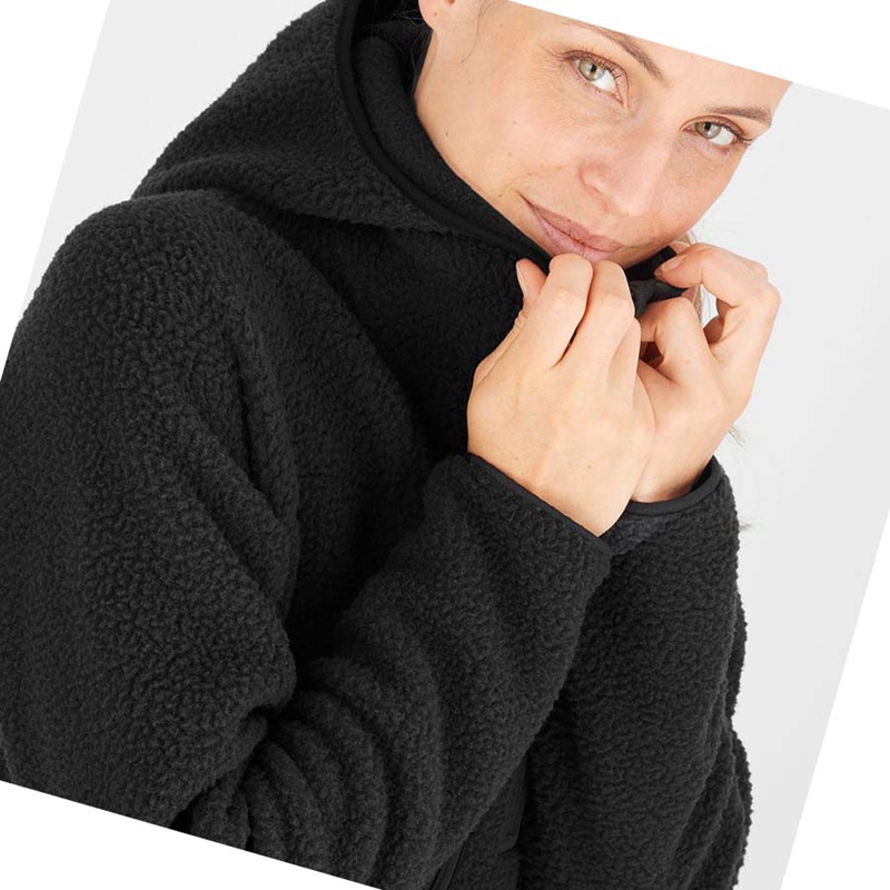 Salomon OUTLINE WARM TEDDY Hoodie Dam Svarta | WQZLXCA-30
