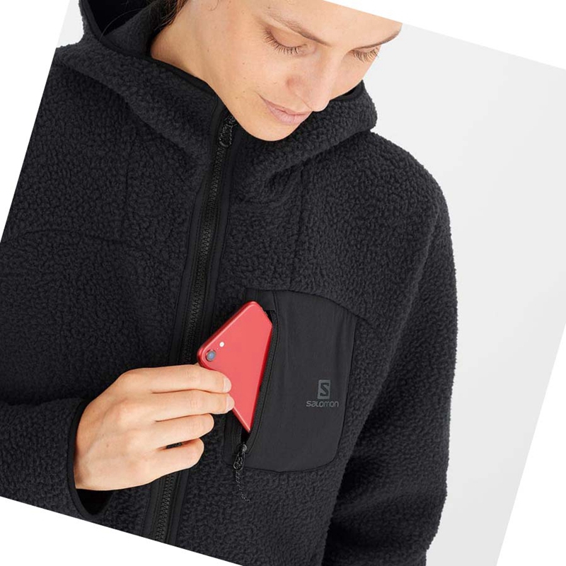 Salomon OUTLINE WARM TEDDY Hoodie Dam Svarta | WQZLXCA-30
