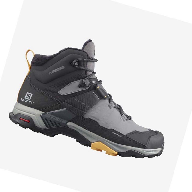 Salomon X ULTRA 4 MID WINTER THINSULATE™ CLIMASALOMON™ Vinterkängor Herr Svarta Grå | AGKUFLV-21