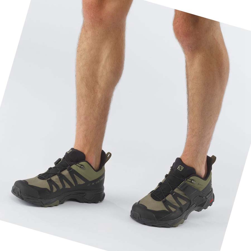 Salomon X ULTRA 4 WIDE GORE-TEX Vandringsskor Herr Olivgröna Svarta | YKTHBDN-93