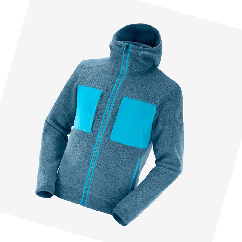 Salomon ESSENTIAL WARM TEDDY Hoodie Herr Blå | LRBTQYM-54